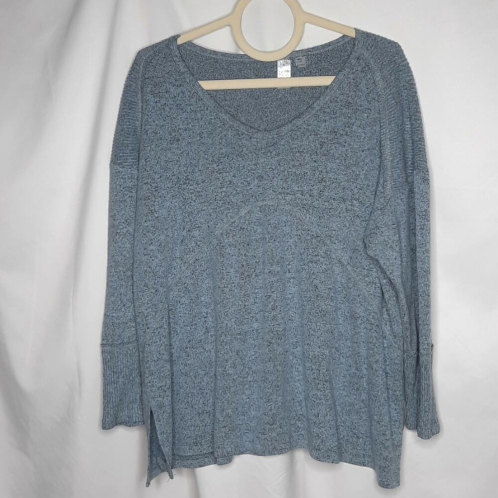 Thomas & Olivia Women's Lightweight V-Neck Marled Sweater Blue XL
